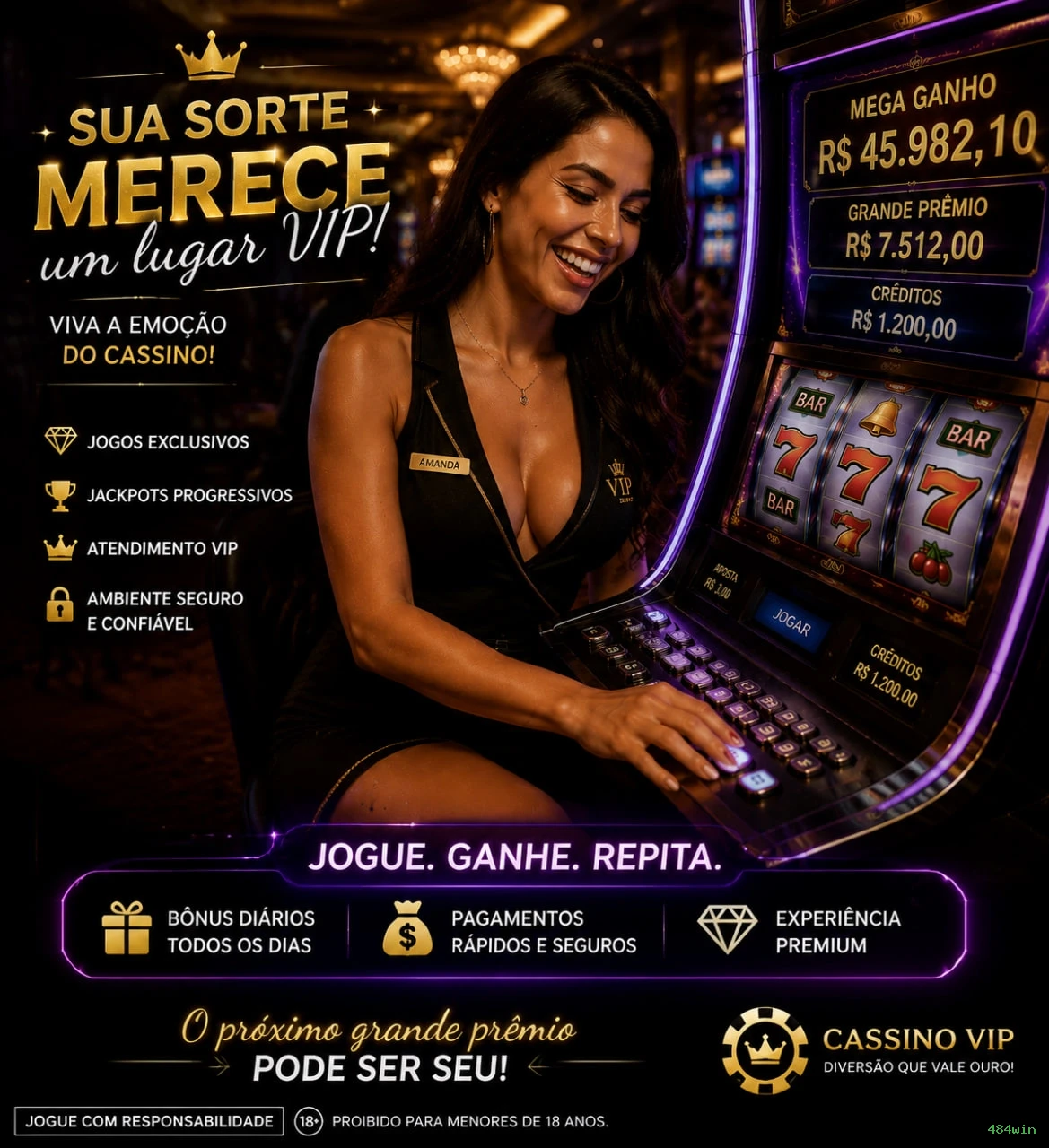 Coleção Premium de Slots 484win - NetEnt, Pragmatic Play, Evolution